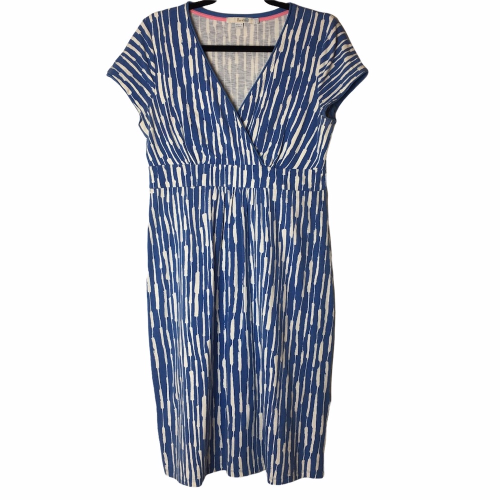 Boden Blue And White Faux Wrap Dress